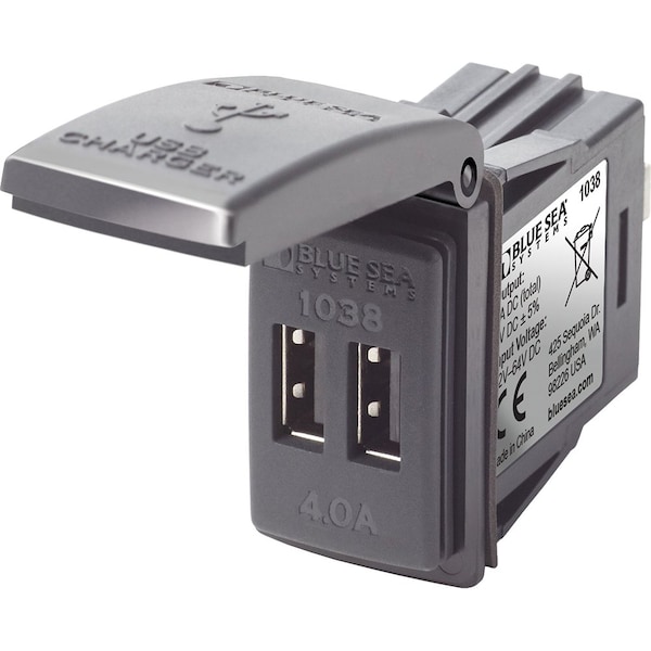 Blue Sea Systems Blue Sea 48V Dual USB Charger Contura Switch Mount 1038 - main
